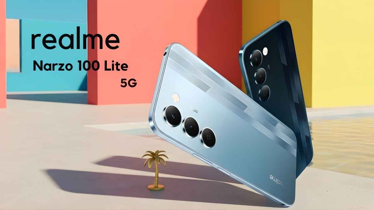 Official promotional image of Realme Narzo 100 Lite 5G showing its sleek back design and camera module.