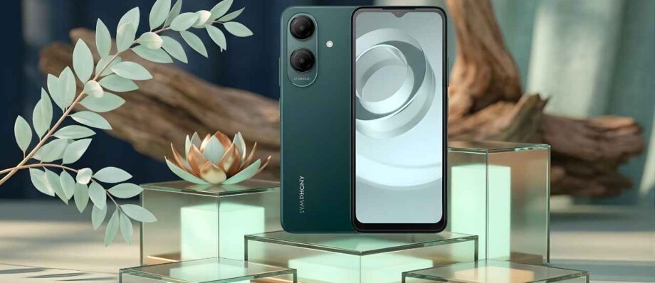 Symphony Max 30 official lifestyle image showing green color and sleek design with 6.56 inch display.