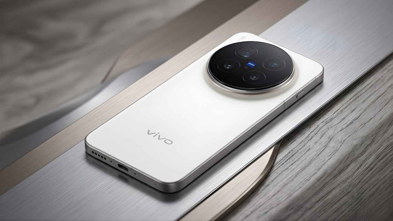 Back view of Vivo X500 Pro Max in white showing the large circular camera module and Vivo branding.