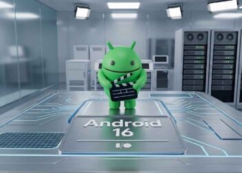 Android 16 Robot Mascot in a Server Room