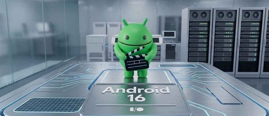 Android 16 Features: What’s New in the Latest Android Version? 1 Android 16 Robot Mascot in a Server Room
