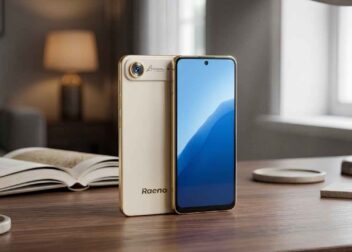 Raeno Air golden variant on a wooden table with books
