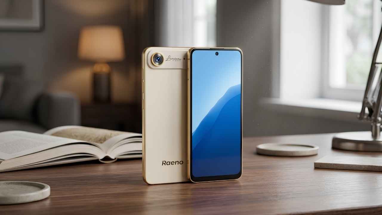 Raeno Air golden variant on a wooden table with books