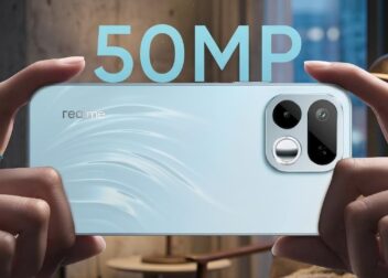 Rear view of Realme 16T highlighting the 50MP Sony IMX852 AI Camera module with a Selfie Mirror.