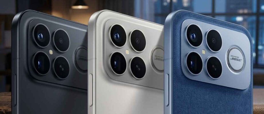 Redmi K100 Series Rumored to Launch in September: A Huge Schedule Shakeup for Xiaomi 1 Leaked render showing the Redmi K100 series in black, white, and blue color variants with a prominent rear camera module labeled Sound by Bose.