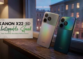 Official banner of Walton XANON X22 5G smartphone in Obsidian Gray and Zenith Green colors showing unstoppable speed.