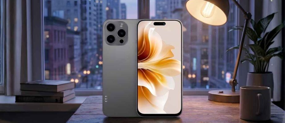GDL GigaX S7 Price in Bangladesh: A Stylish Budget Phone with iPhone Vibes! 1 GDL GigaX S7 budget smartphone placed on a wooden desk with a warm lamp in the background.