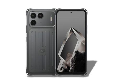 Front and back design render of the itel Power 80 in Rock Black