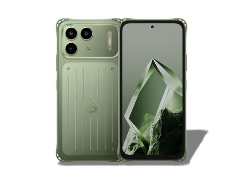 Front and back design render of the itel Power 80 in Tundra Green