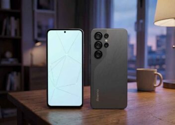 Raeno S1 Pro smartphone displayed on a wooden table showing the front and back panel design in Bangladesh.