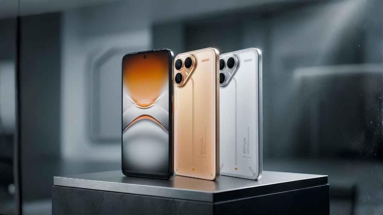 Tecno Pova 8 gaming smartphone design showcase with punch-hole display.