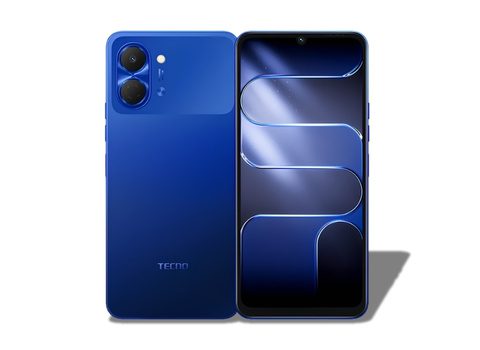 Front and back view of Tecno Spark Go 3 in Galaxy Blue color