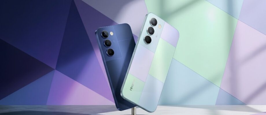 Realme P4 Lite 5G official models in Mosaic Green and Mosaic Blue showcasing price in Bangladesh