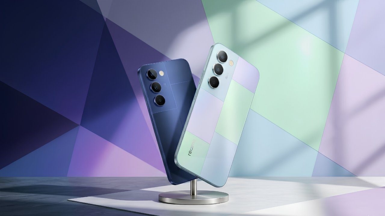 Realme P4 Lite 5G official models in Mosaic Green and Mosaic Blue showcasing price in Bangladesh