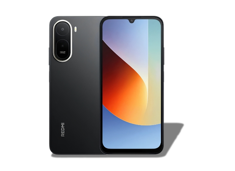 Front and back view of Xiaomi Redmi A7 Pro in elegant black color with a waterdrop notch screen.